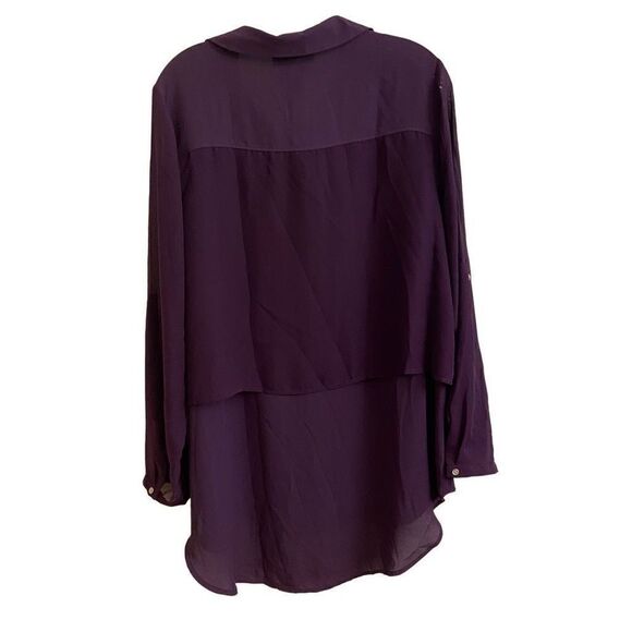 NEW Lane Bryant Chiffon Long Sleeve Button Down Blouse Eggplant Purple Sz 14/16 - Picture 2 of 5